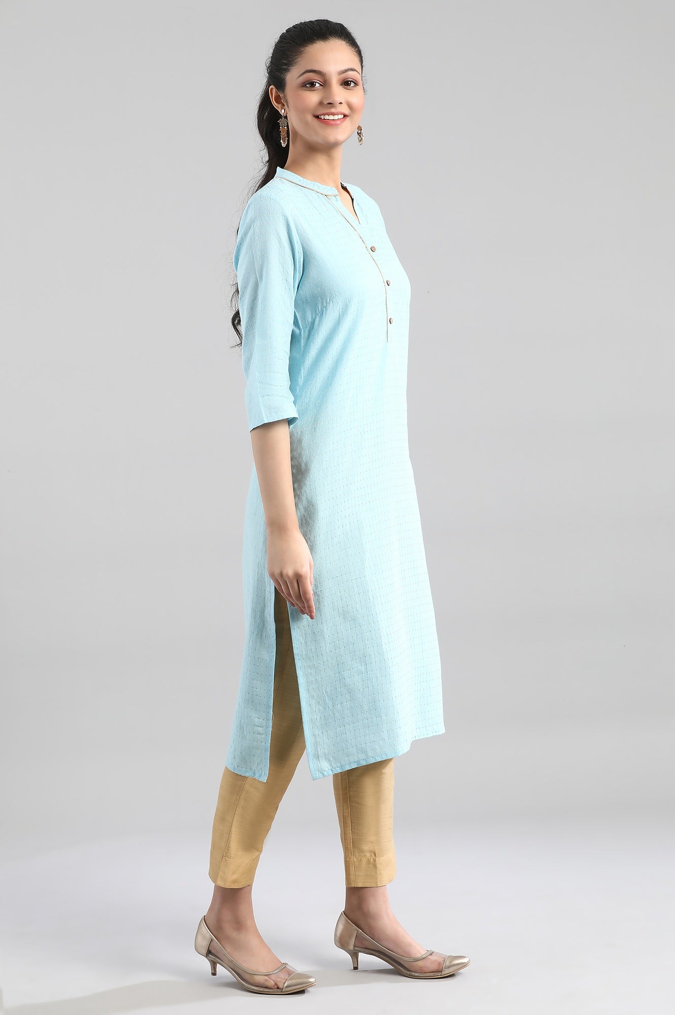 Blue Casual Cotton kurta