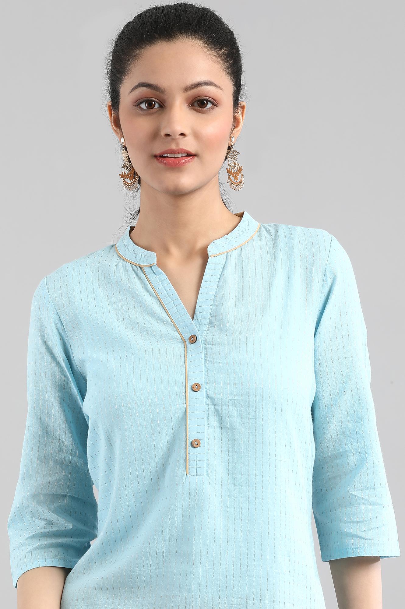 Blue Yarn-Dyed kurta