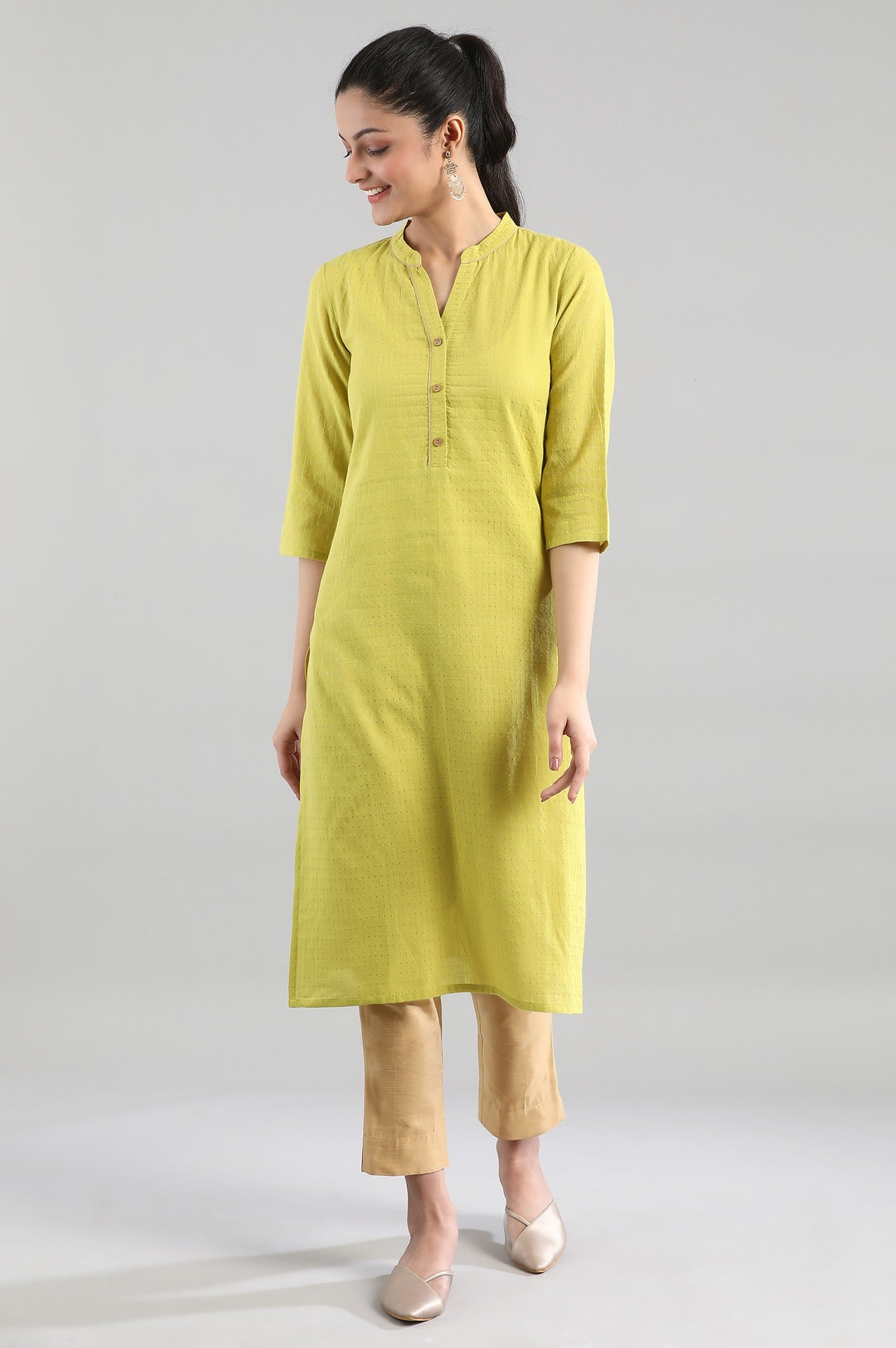 Green Casual Cotton kurta