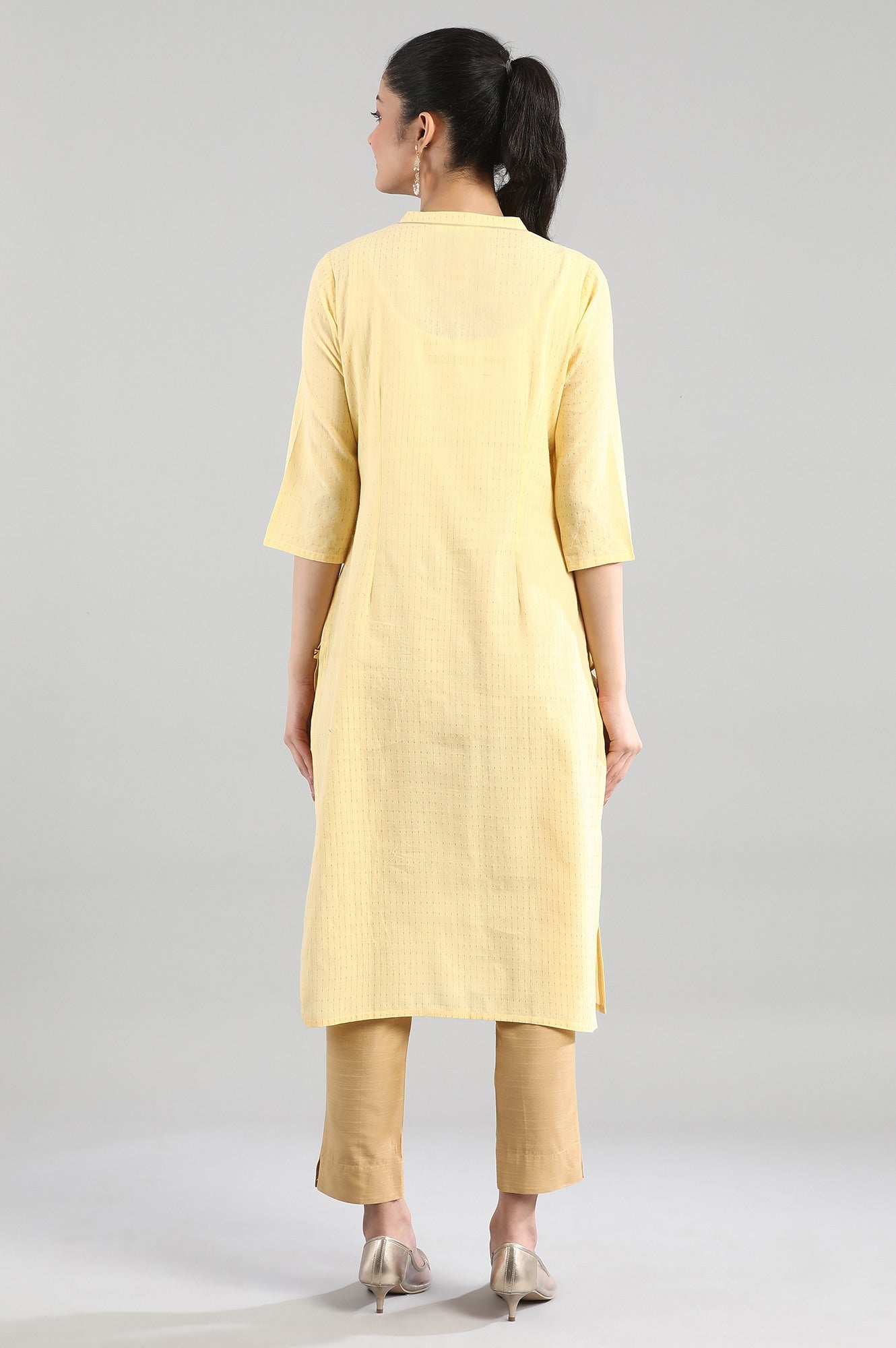 Yellow Casual Cotton kurta