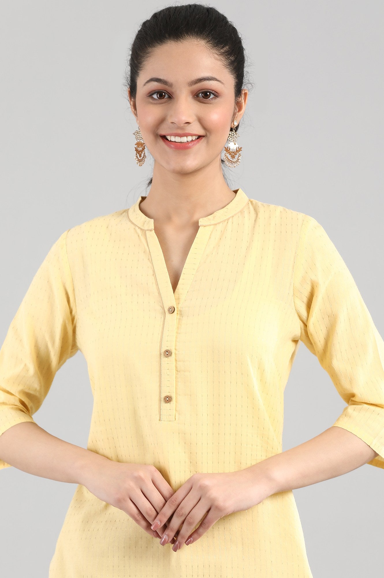 Yellow Yarn-Dyed kurta