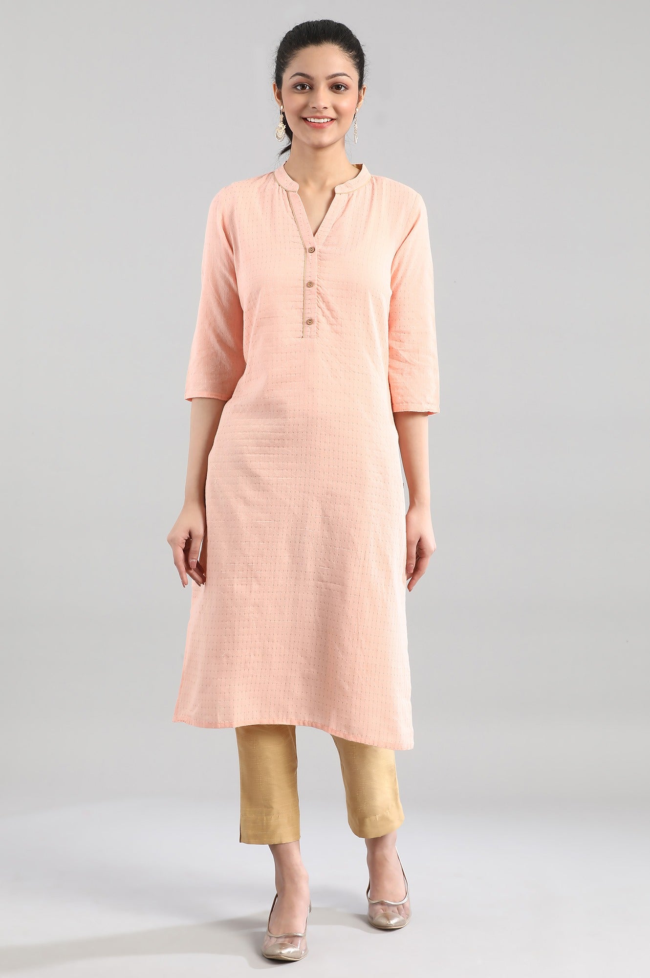 Pink Casual Cotton kurta