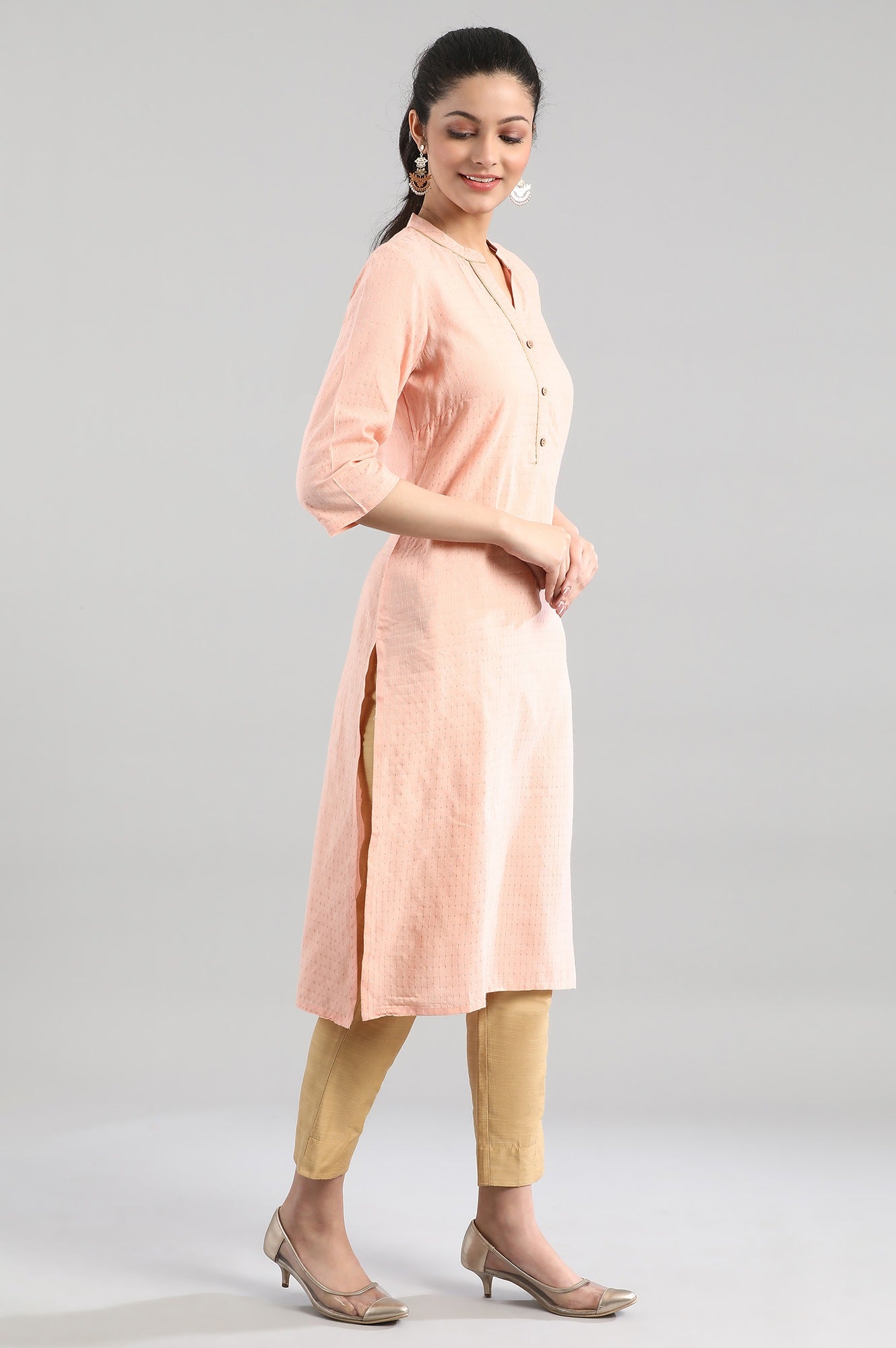 Pink Casual Cotton kurta