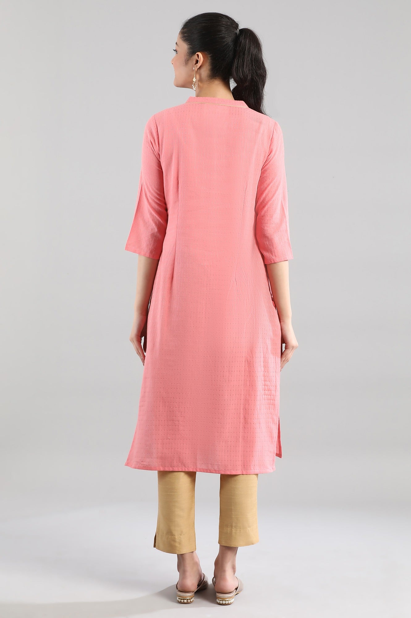 Pink Casual Cotton kurta