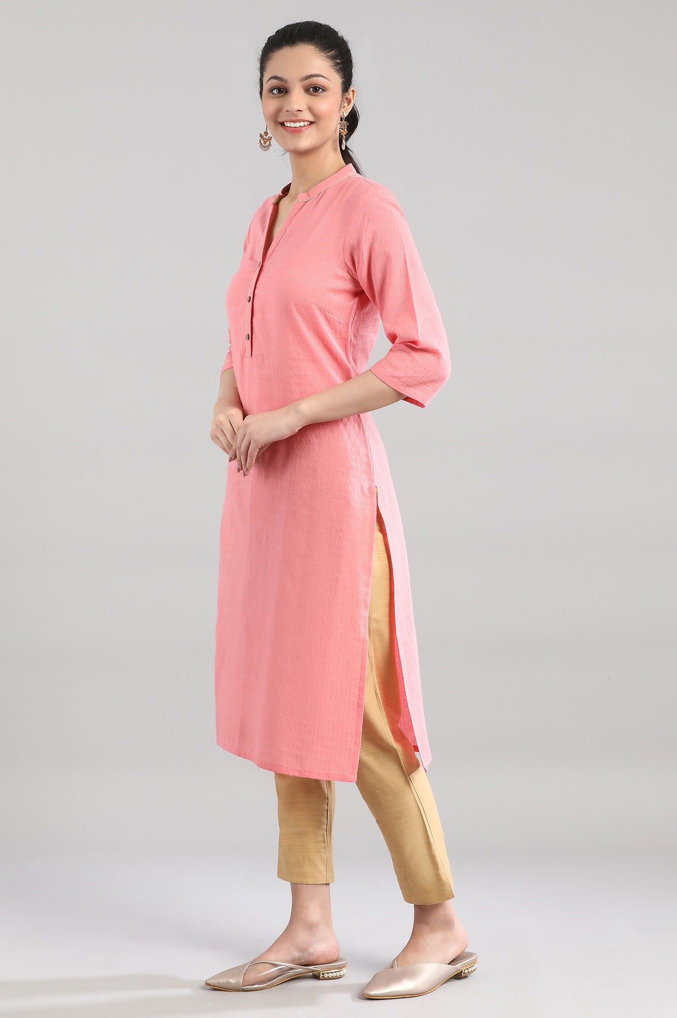 Pink Casual Cotton kurta