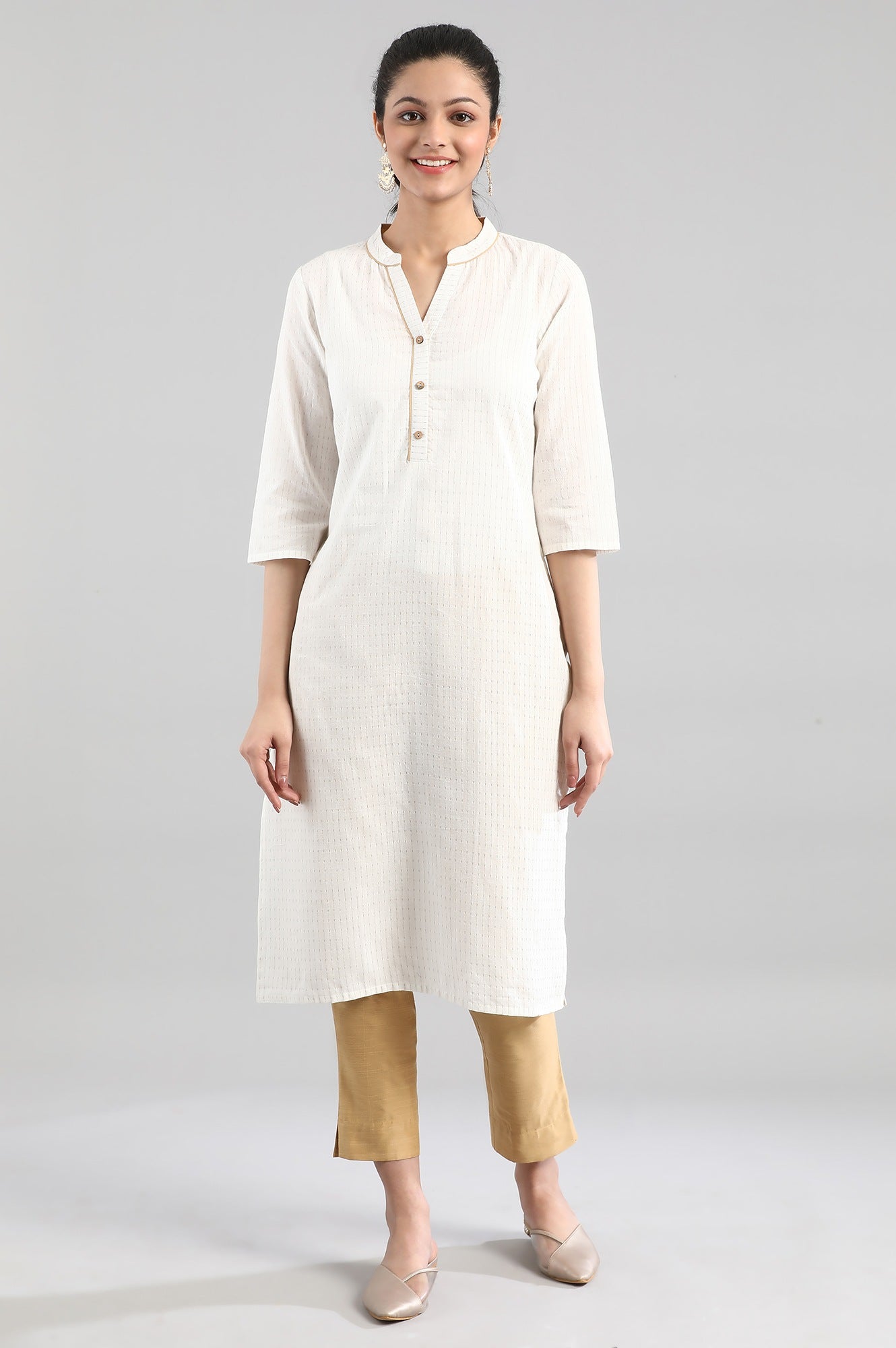 White Casual Cotton kurta