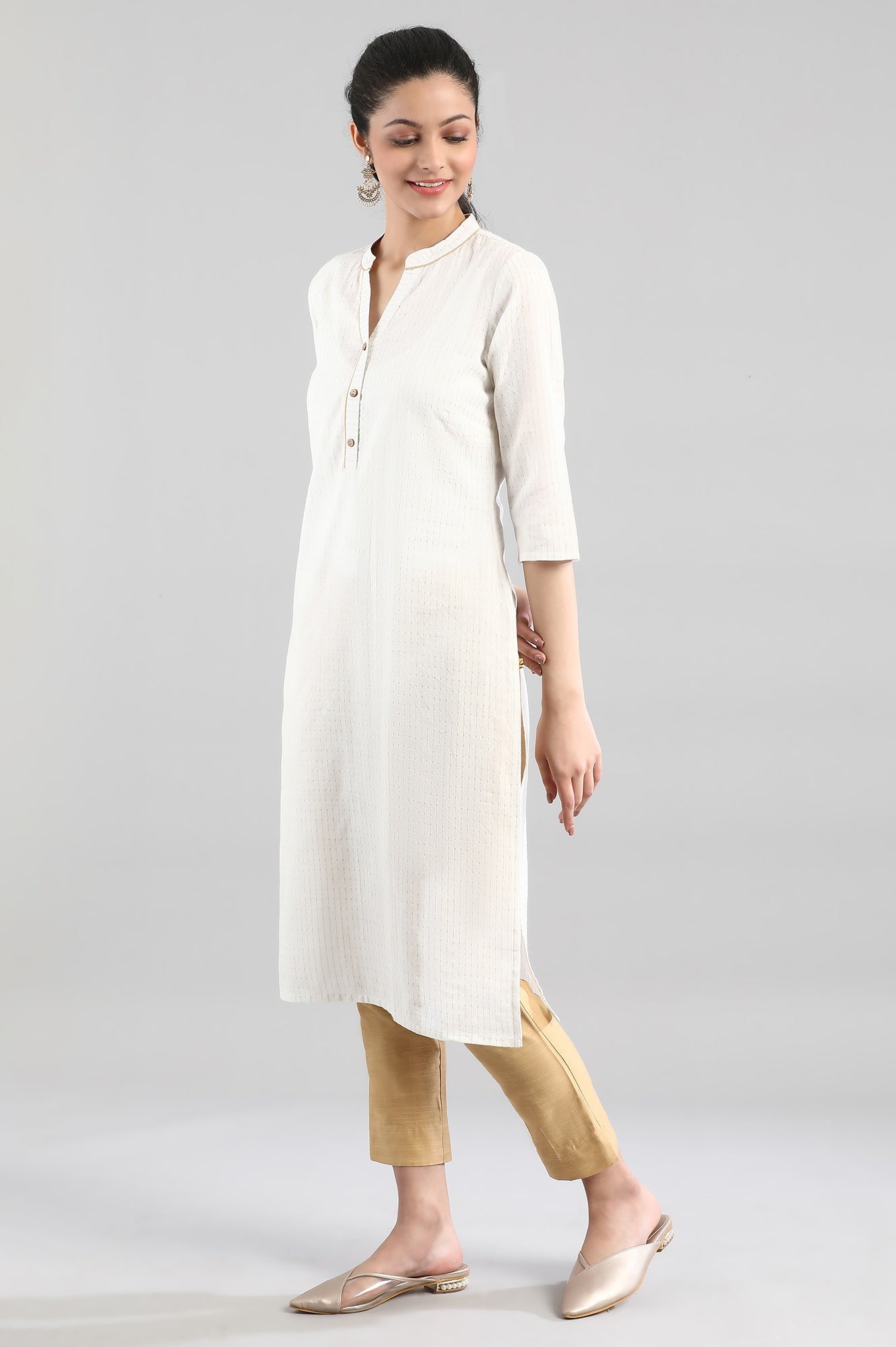 White Casual Cotton kurta