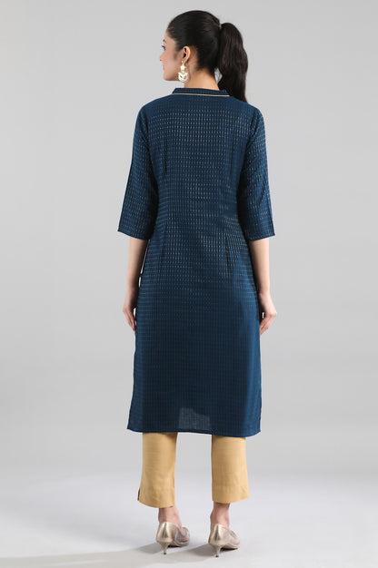 Navy Yarn-Dyed kurta