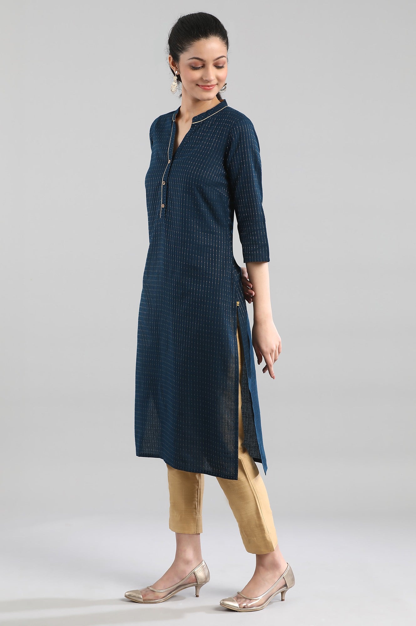 Navy Yarn-Dyed kurta