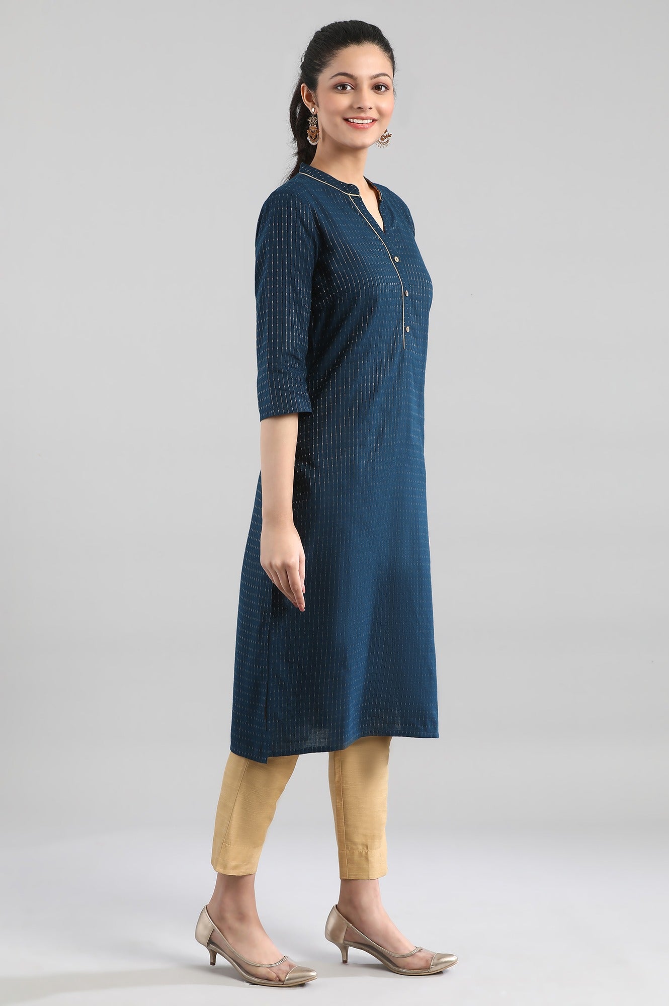 Navy Yarn-Dyed kurta