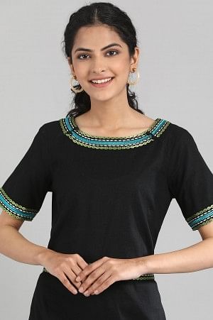 Black A-line kurta