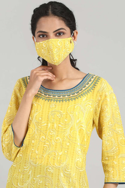 Yellow Cotton Printed kurta