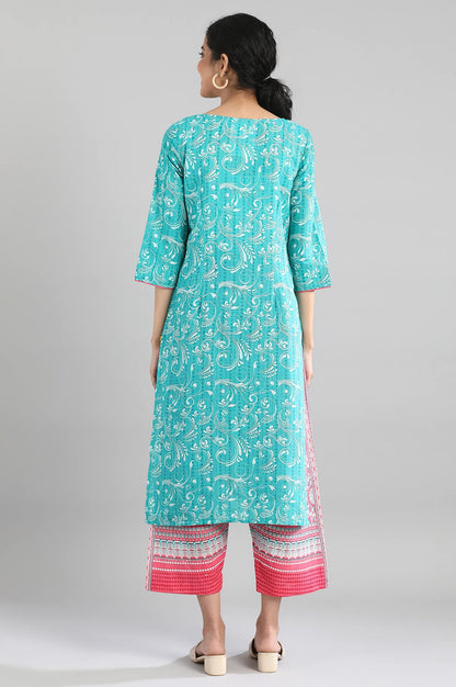 Navigate Green Cotton Printed kurta