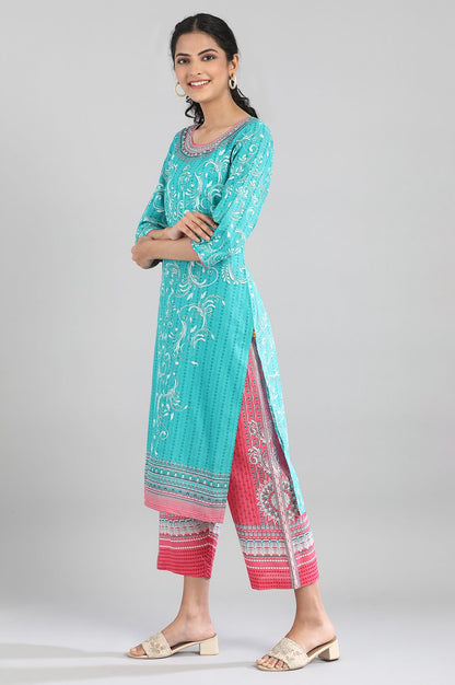 Navigate Green Cotton Printed kurta