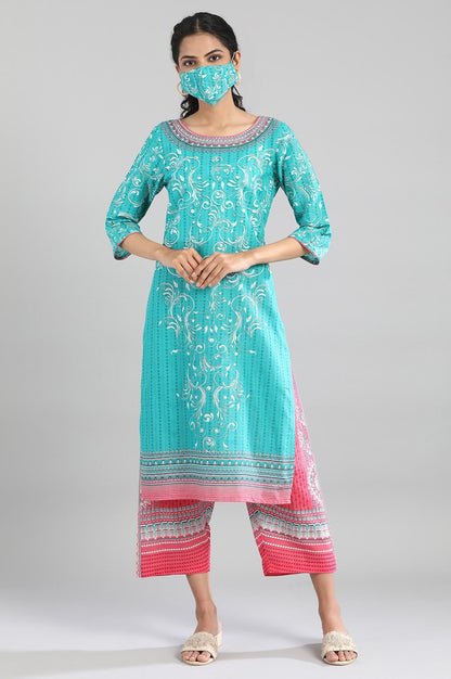 Navigate Green Cotton Printed kurta