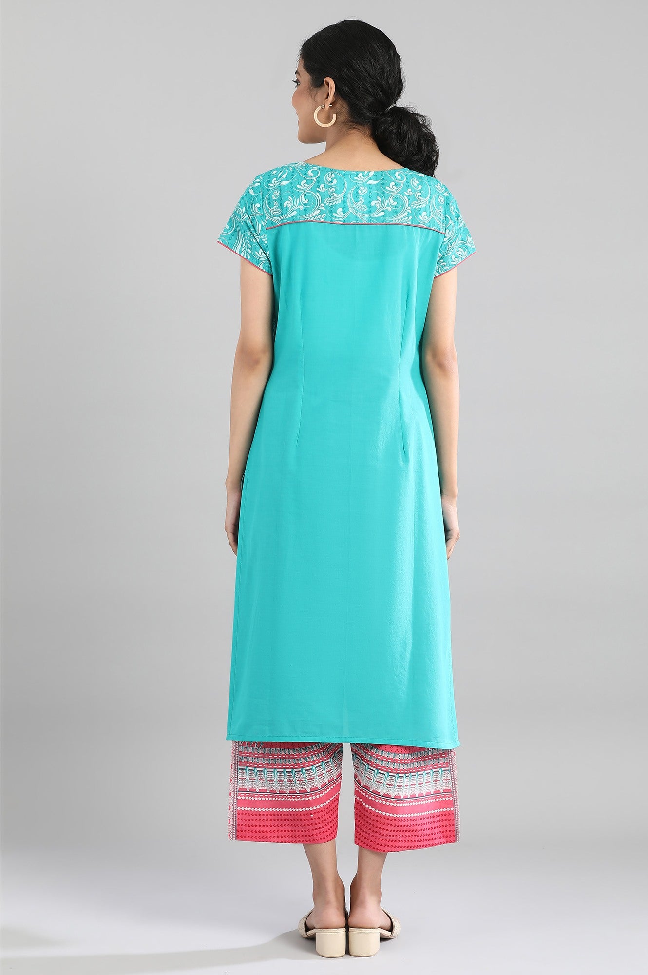 Navigate Green Cotton Printed kurta