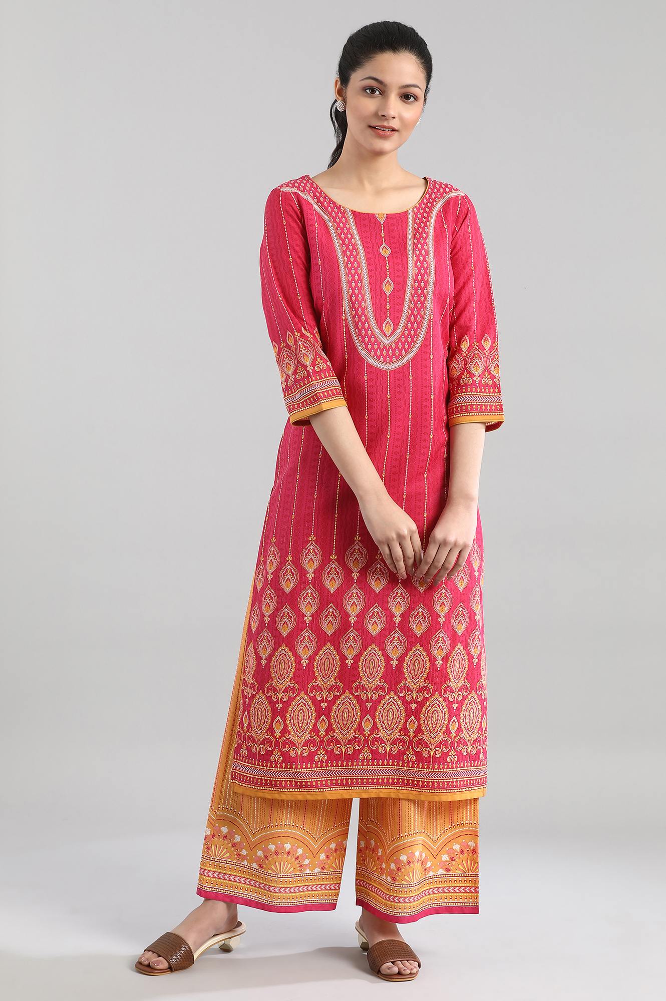 Maroon Printed kurta