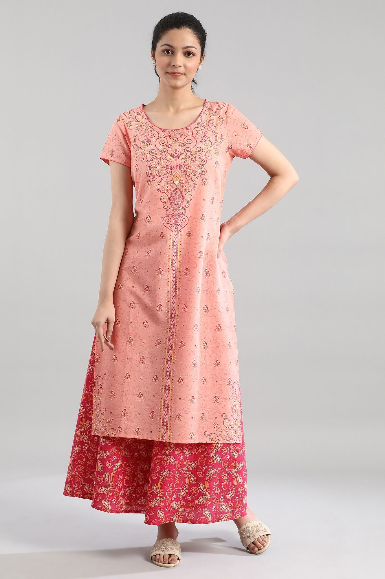 Peach Straight kurta