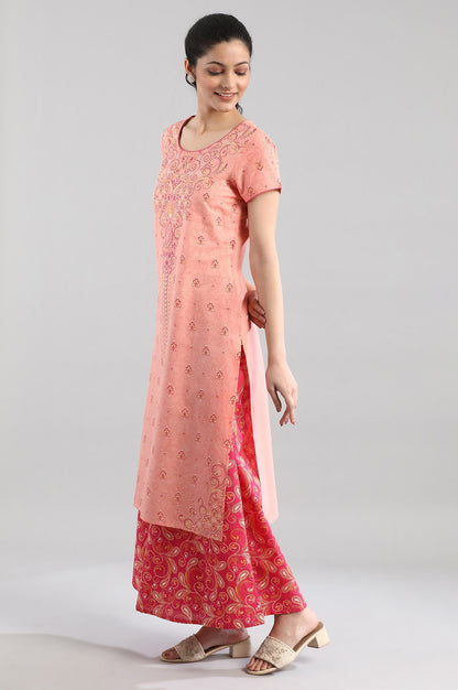 Peach Straight kurta