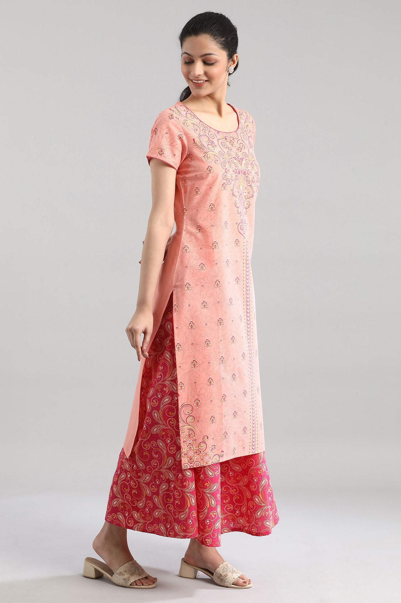 Peach Straight kurta