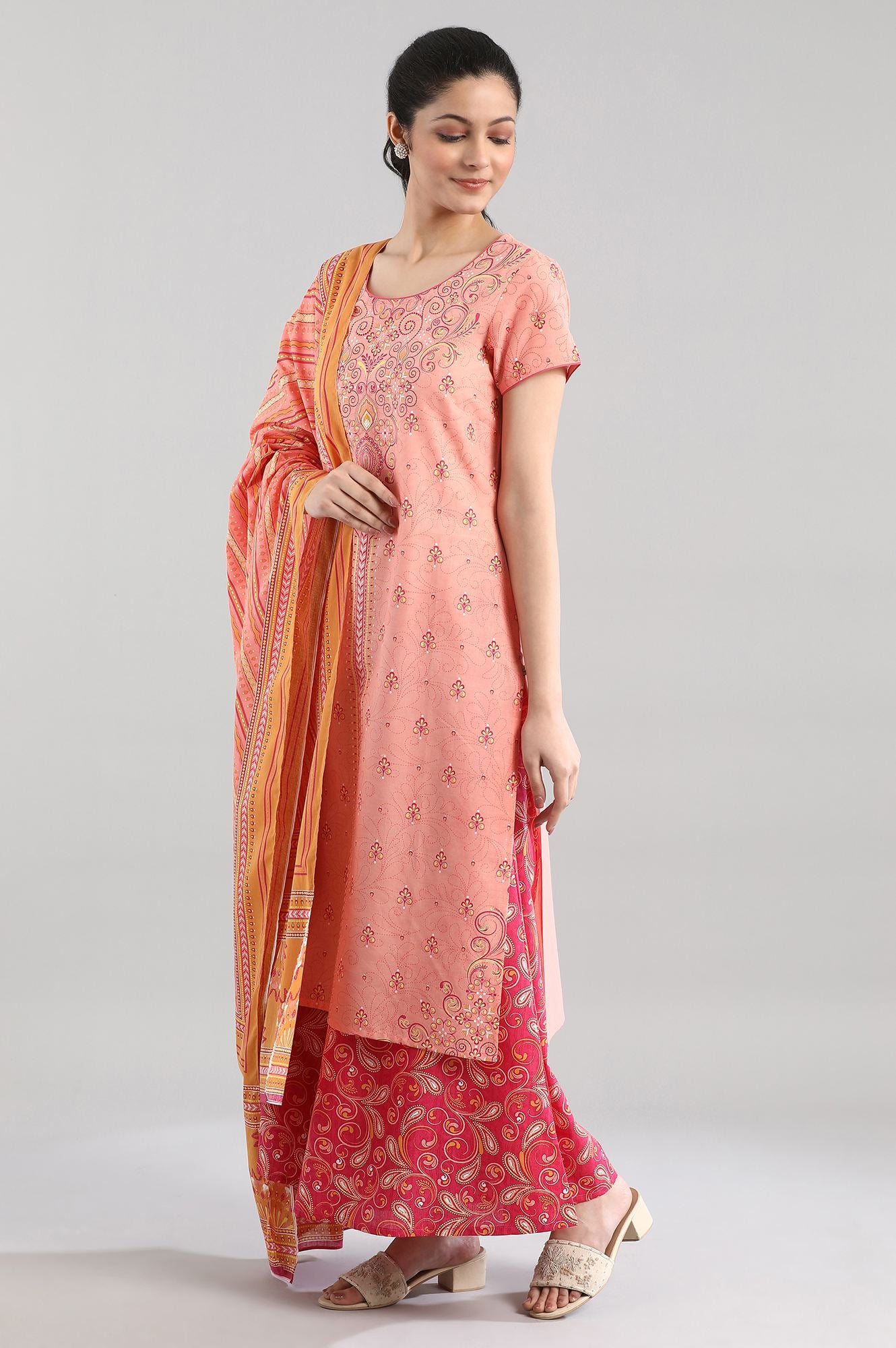 Peach Straight kurta