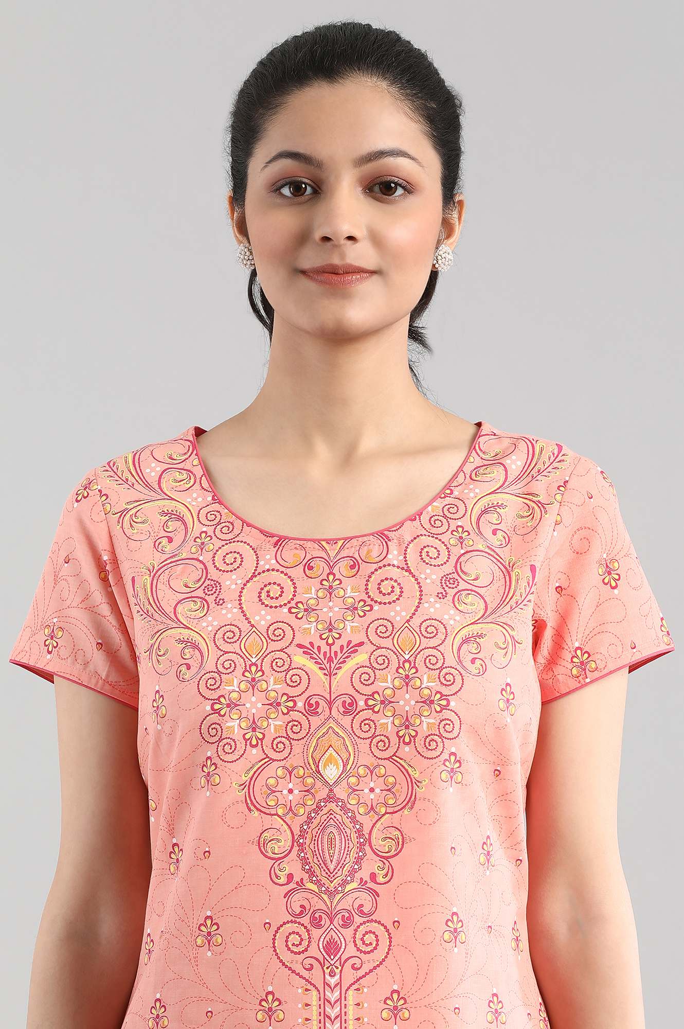 Peach Straight kurta