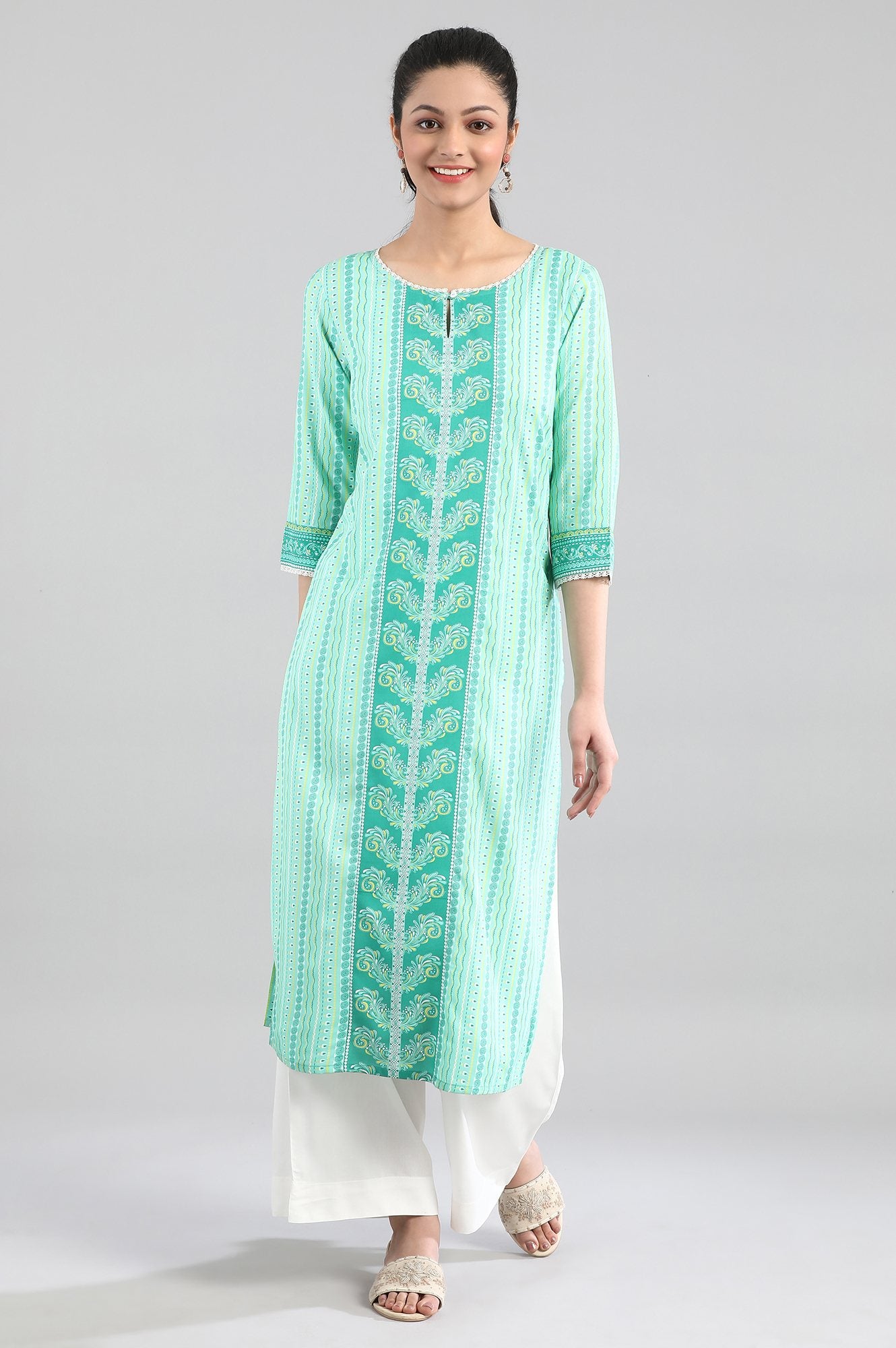 Green Printed kurta