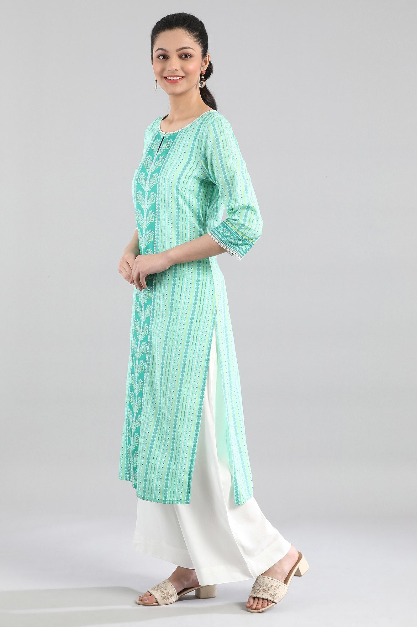 Green Printed kurta