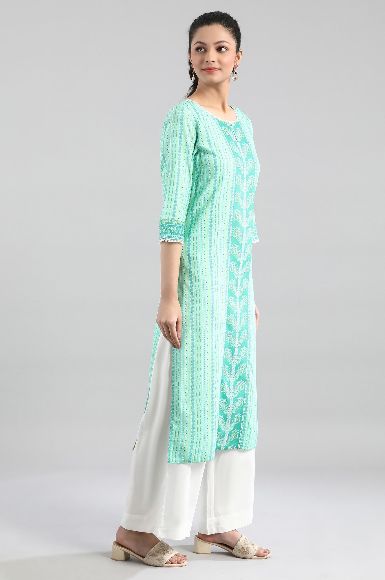 Green Printed kurta