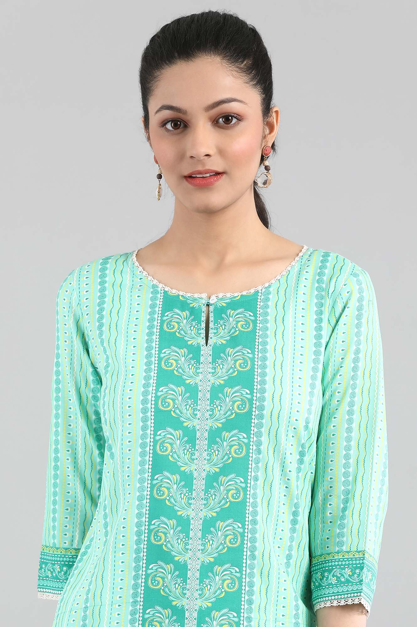 Green Printed kurta