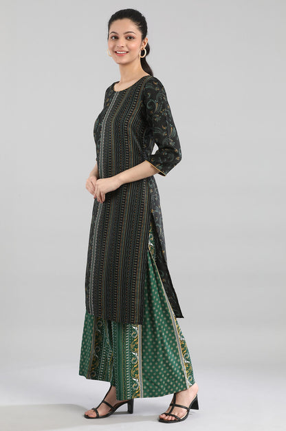 Black kurta in mutiple Prints