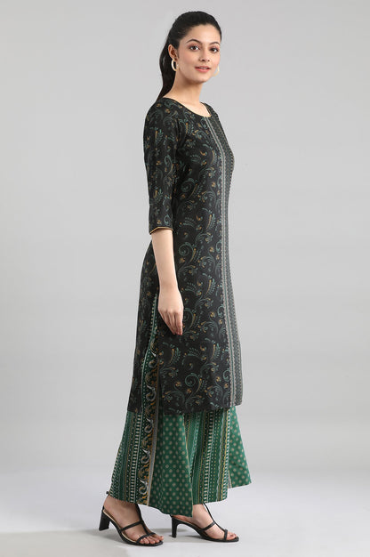 Black kurta in mutiple Prints