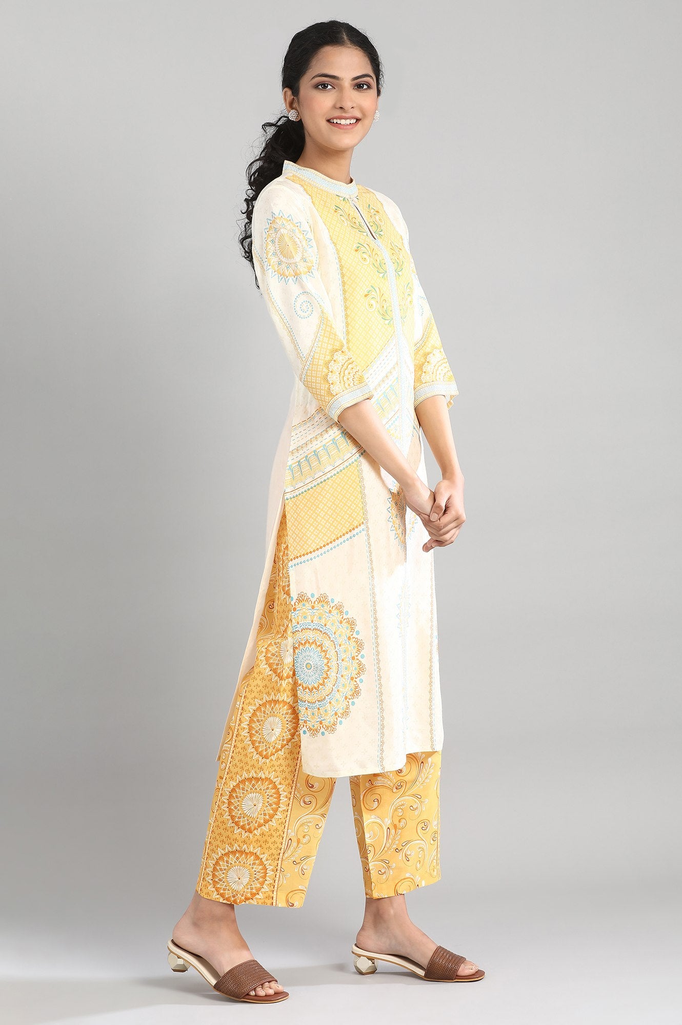 Beige Printed kurta