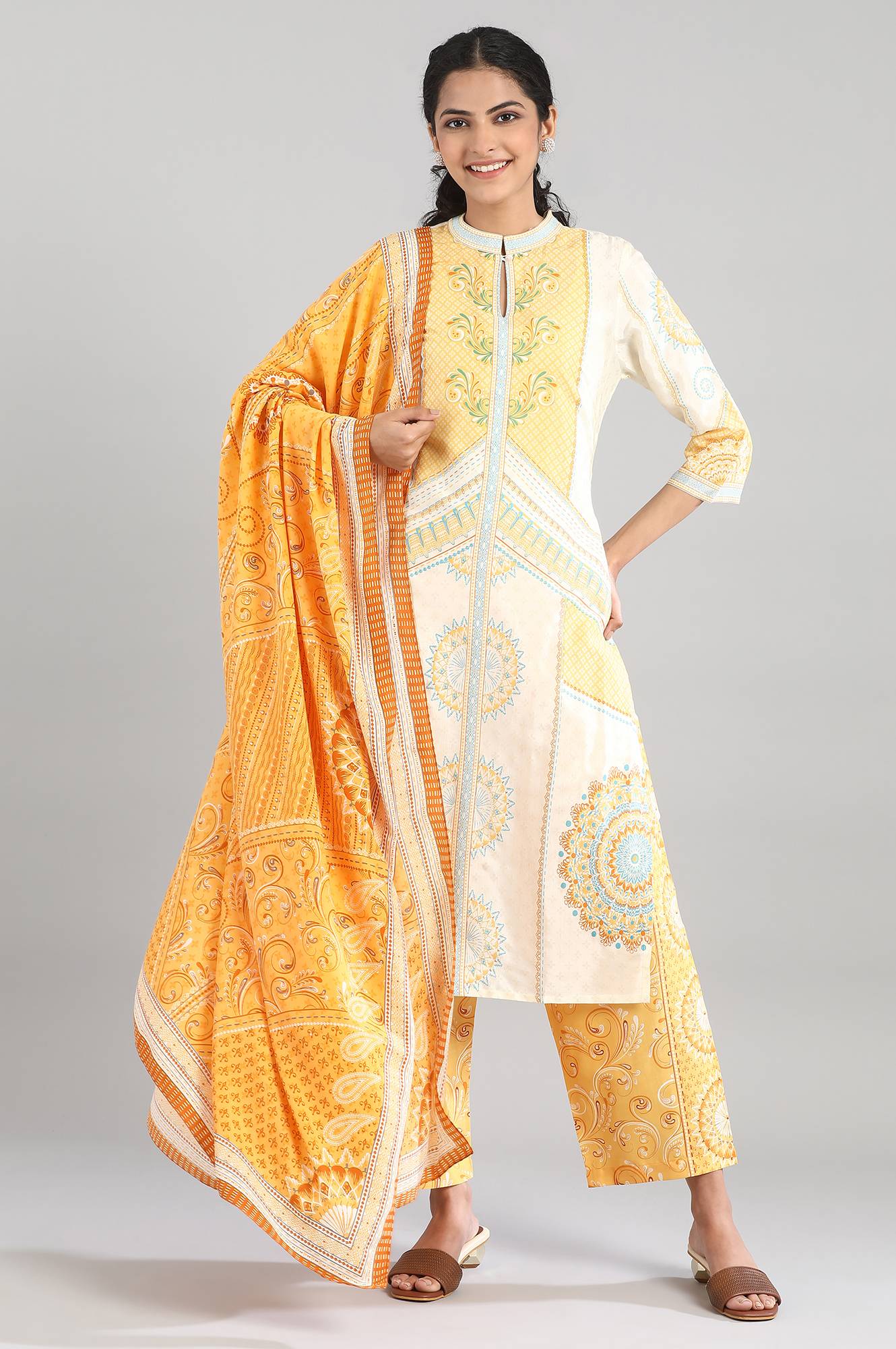 Beige Printed kurta