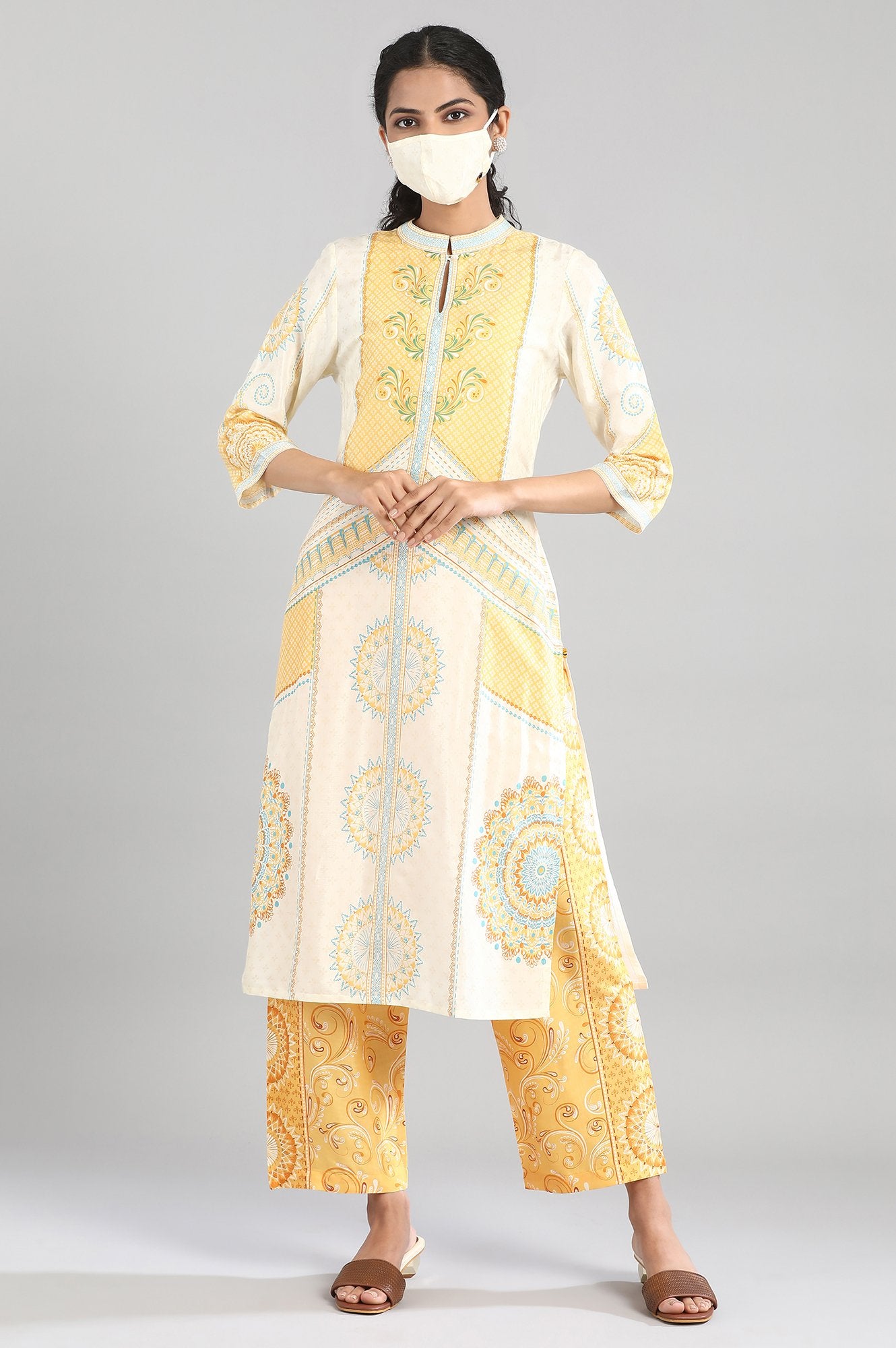 Beige Printed kurta