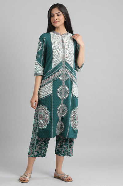 Green Geometric Print kurta