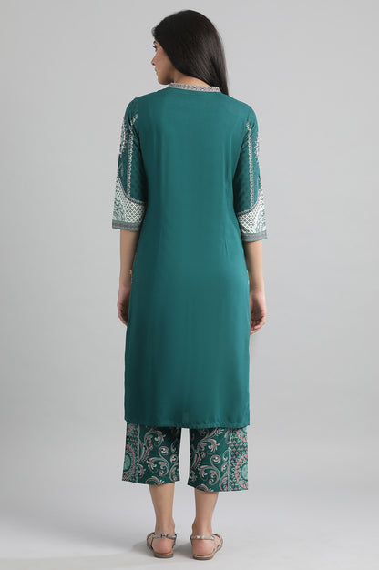 Green Geometric Print kurta