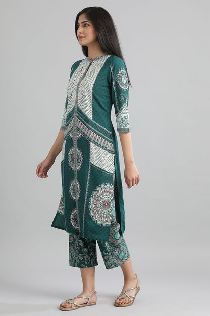 Green Geometric Print kurta