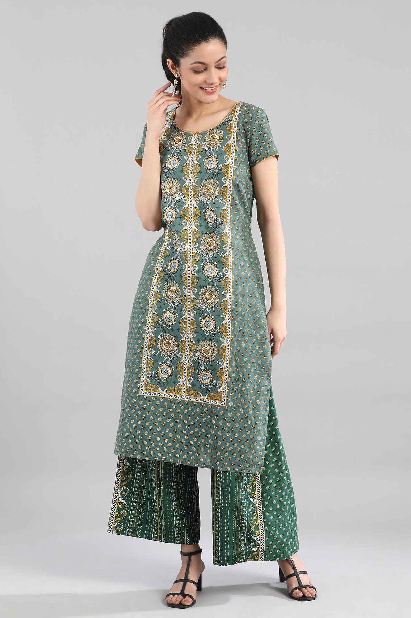 Green Printed kurta