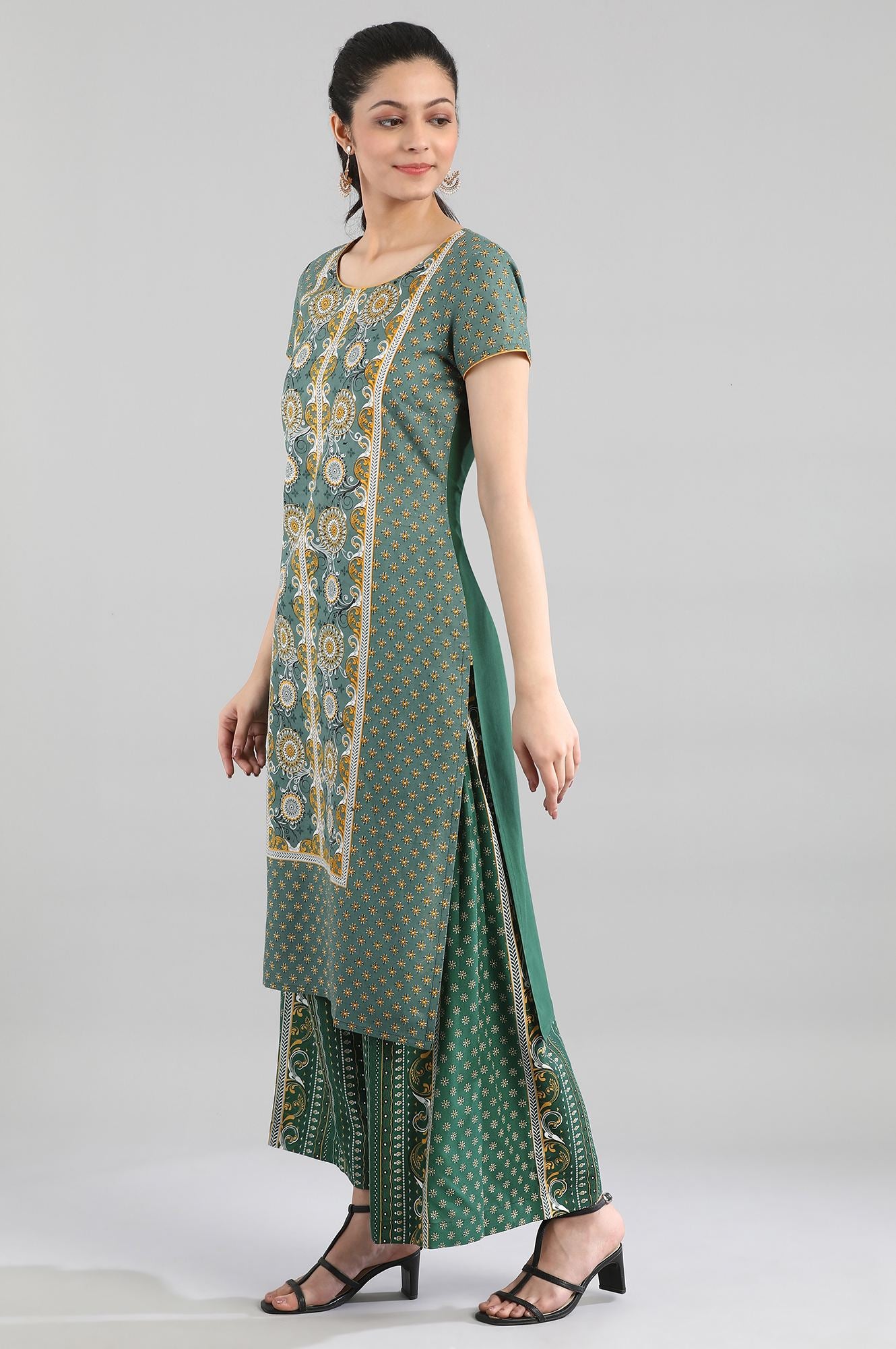 Green Printed kurta