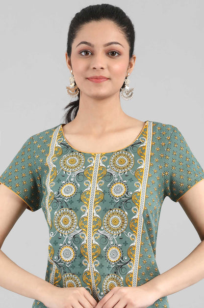 Green Printed kurta