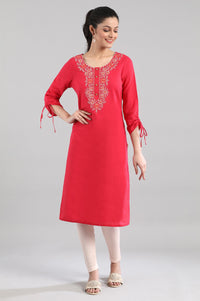 Dark Pink Cotton kurta
