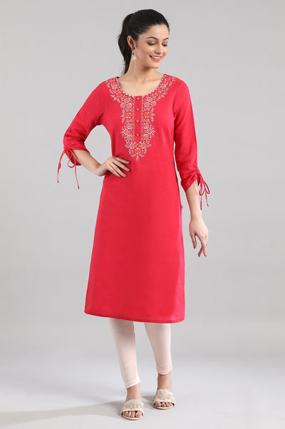 Dark Pink Cotton kurta