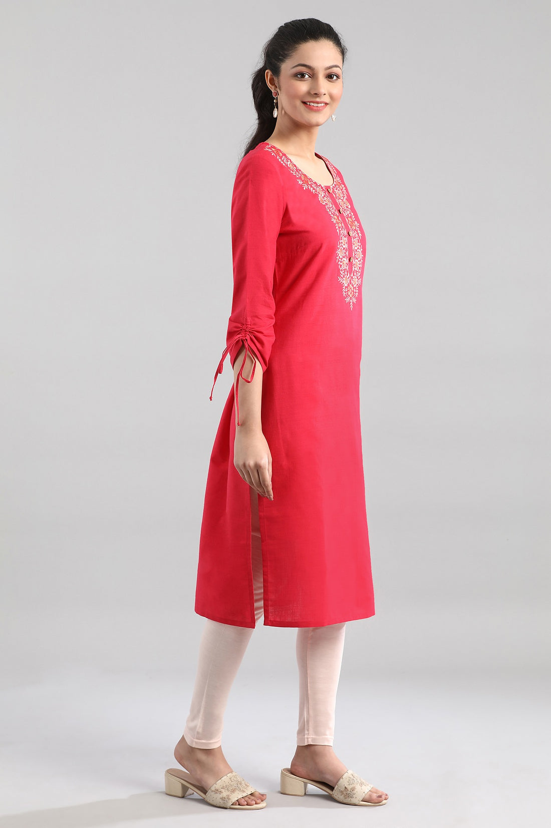 Dark Pink Cotton kurta