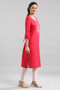 Dark Pink Cotton kurta
