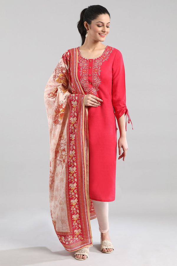 Dark Pink Cotton kurta