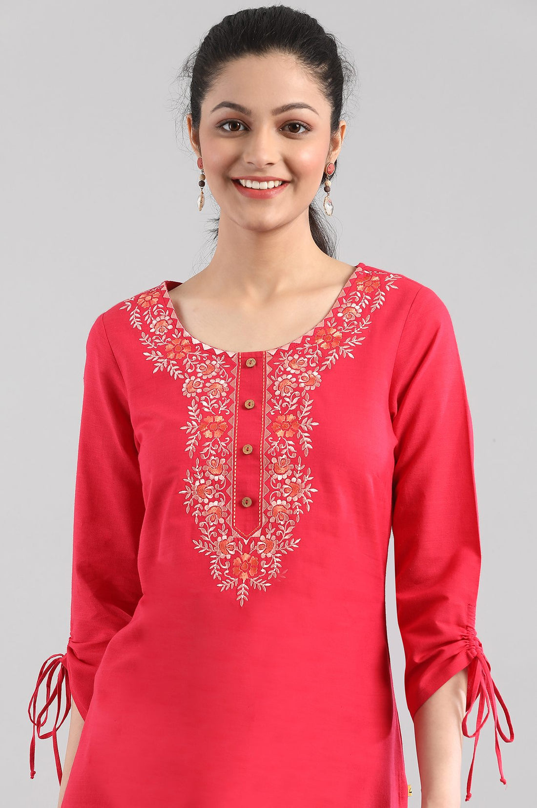 Dark Pink Cotton kurta