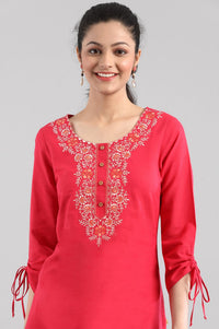 Dark Pink Cotton kurta