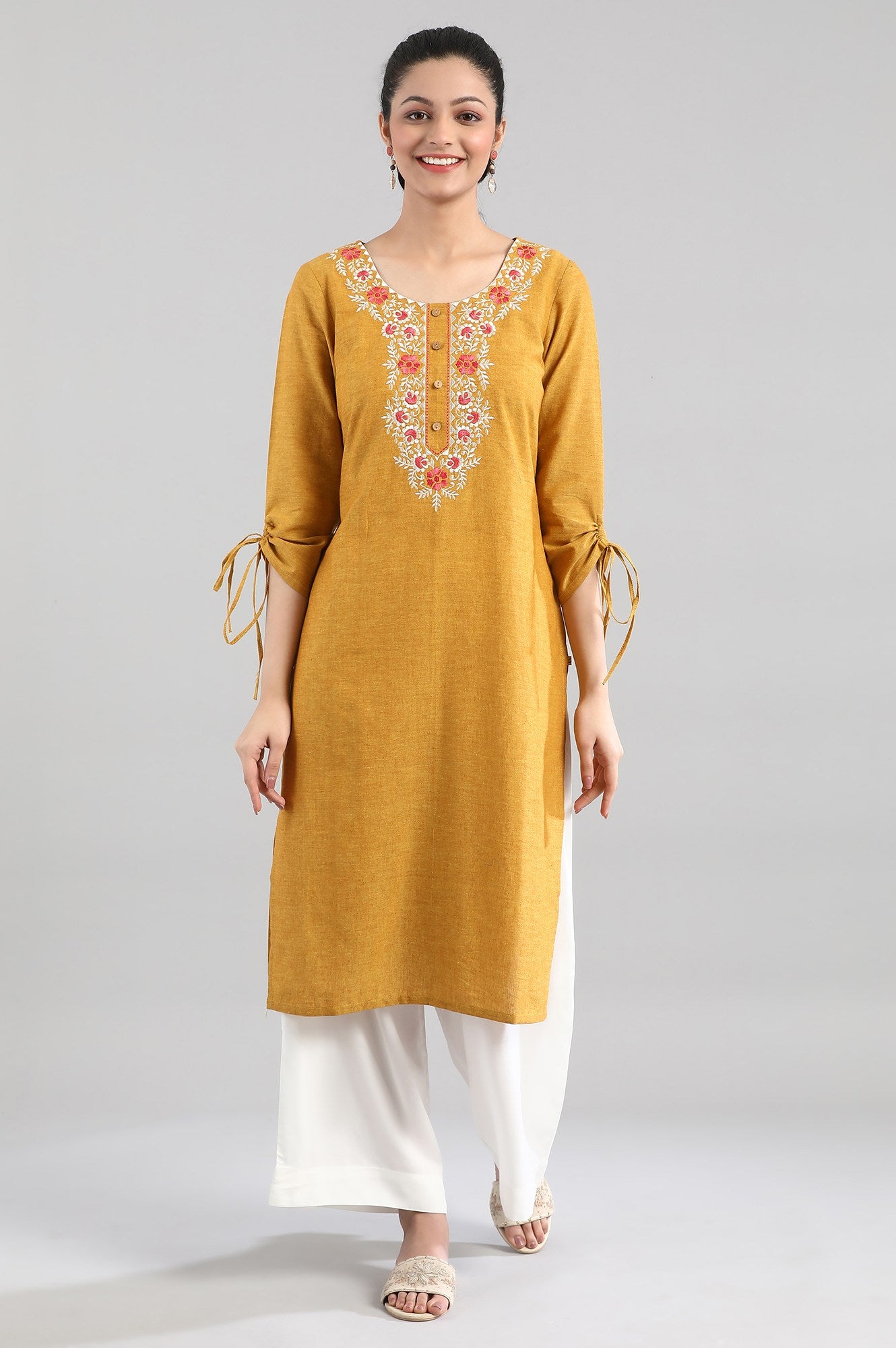 Mustard Yellow Cotton kurta