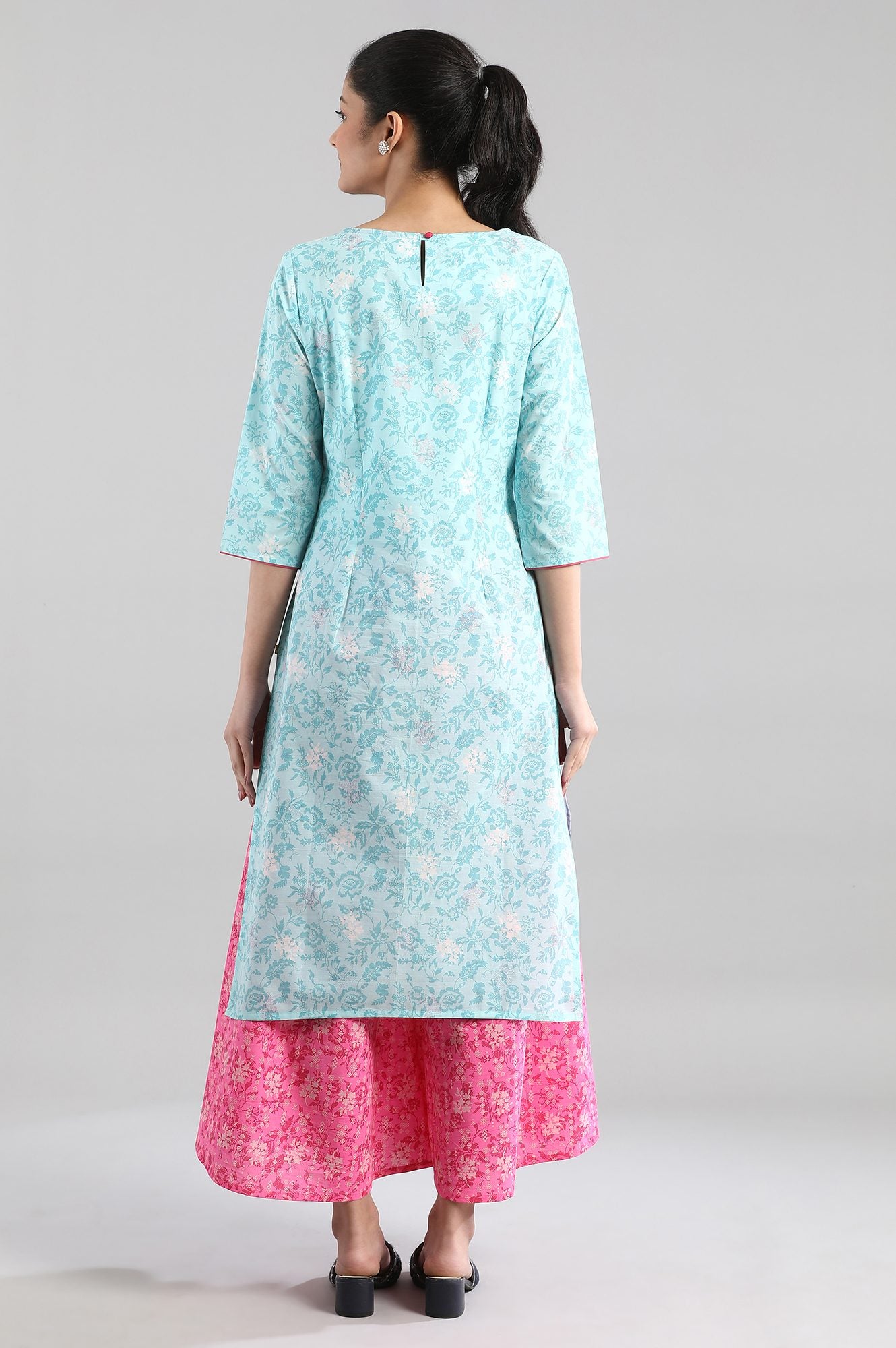 Sky Blue Printed Straight kurta